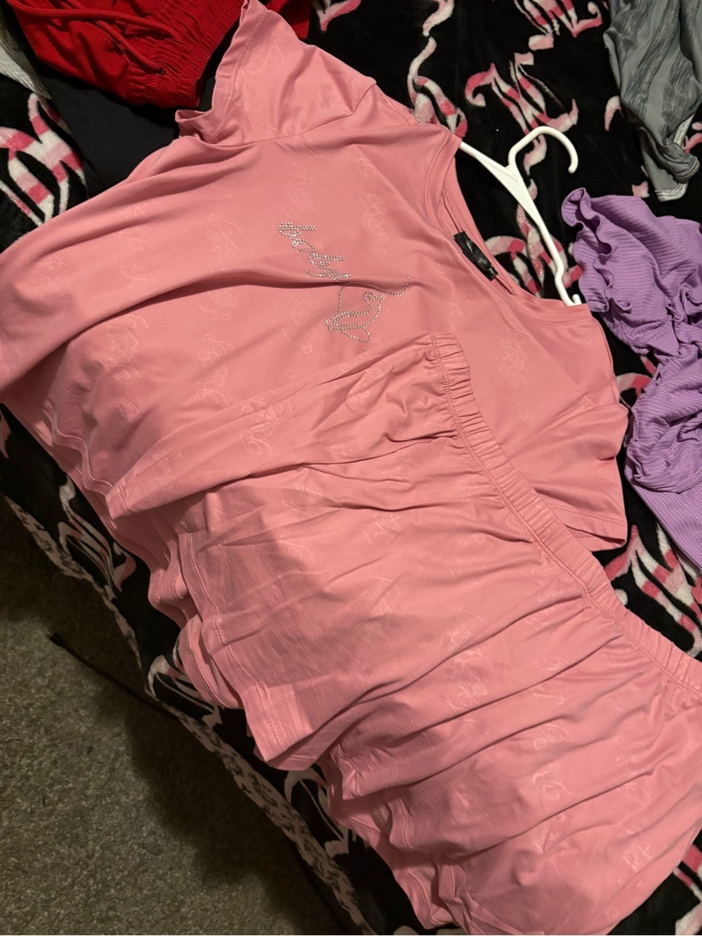 Baby Phat Pink Ruched Mini Skirt Set